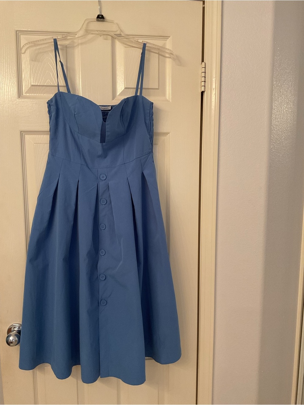 Blue Midi Dress with Sweetheart Neckline